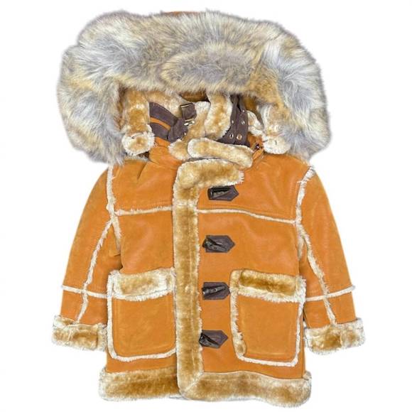 NEW JORDAN CRAIG kids denali shearling jacket in cognac